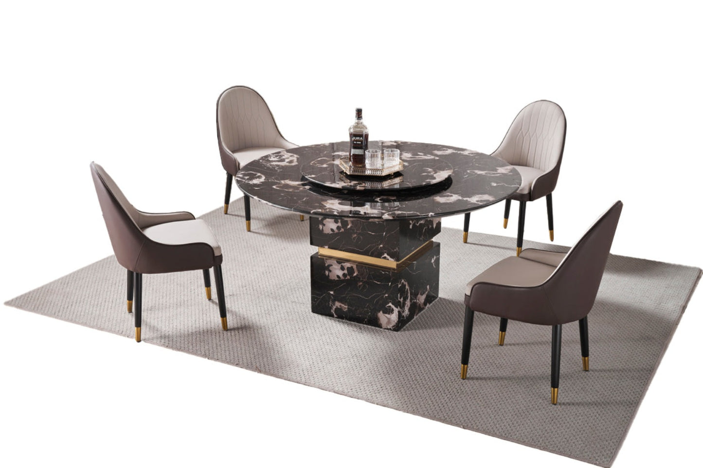 DT-H11A 71" Faux Marble Top Round Dining Table