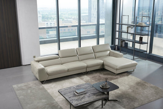 EK-L030 White Italian Leather Sectional - Right Sitting