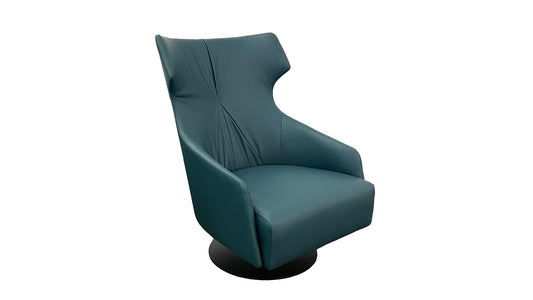 EK-Y1013 Turquoise Genuine Leather Accent Chair