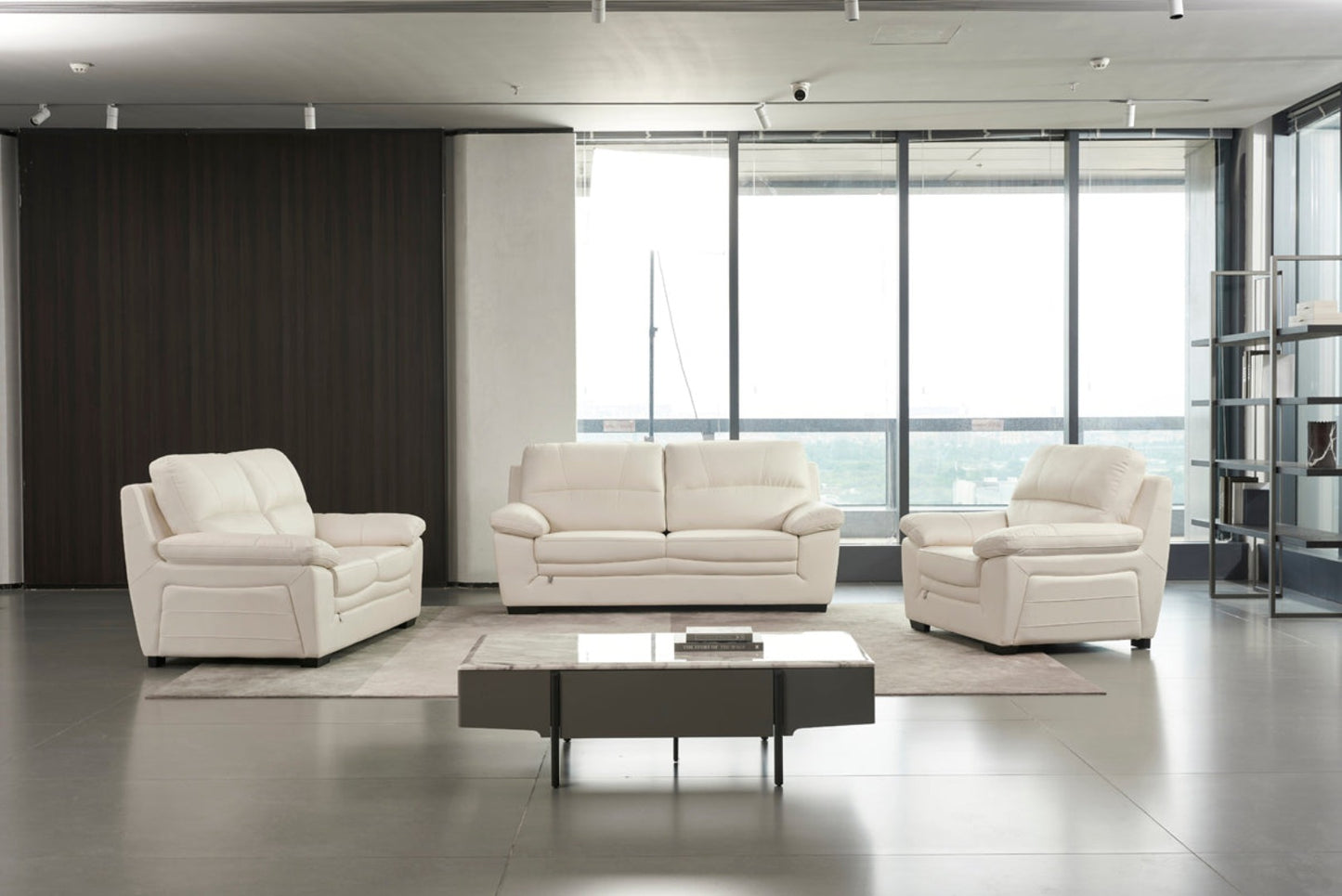 EK 045 Taupe Italian Leather Sofa Set