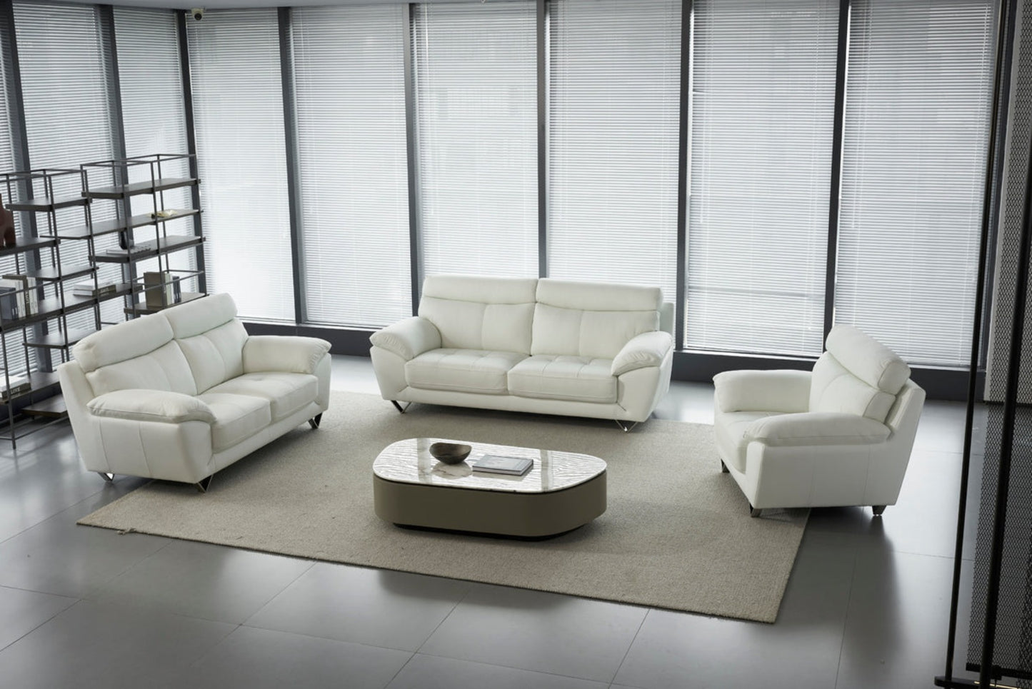 EK078 Italian Leather Sofa Set