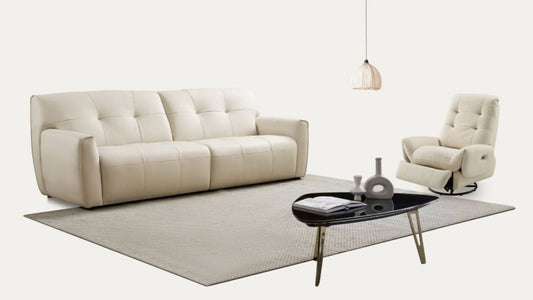 EK-D840 Top Grain Ivory Leather Extra Long Sofa