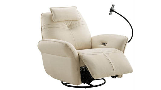 EK-D842-IV Swivel Power Recliner with Phone holder Ivory