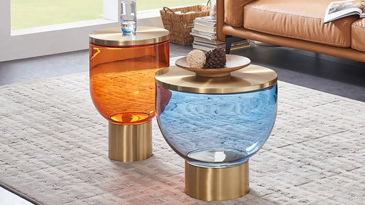 W9320 Blue Coffee Table & Orange End Table Collection