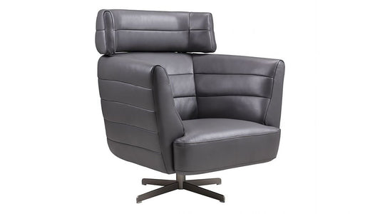 EK-CH08A Dark Gray Italian Leather Accent Chair