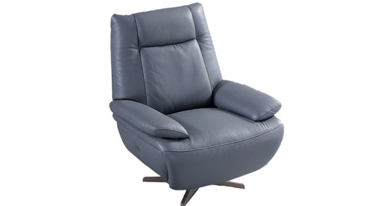 EK-CH10 Blue Full Italian Leather Accent Chair