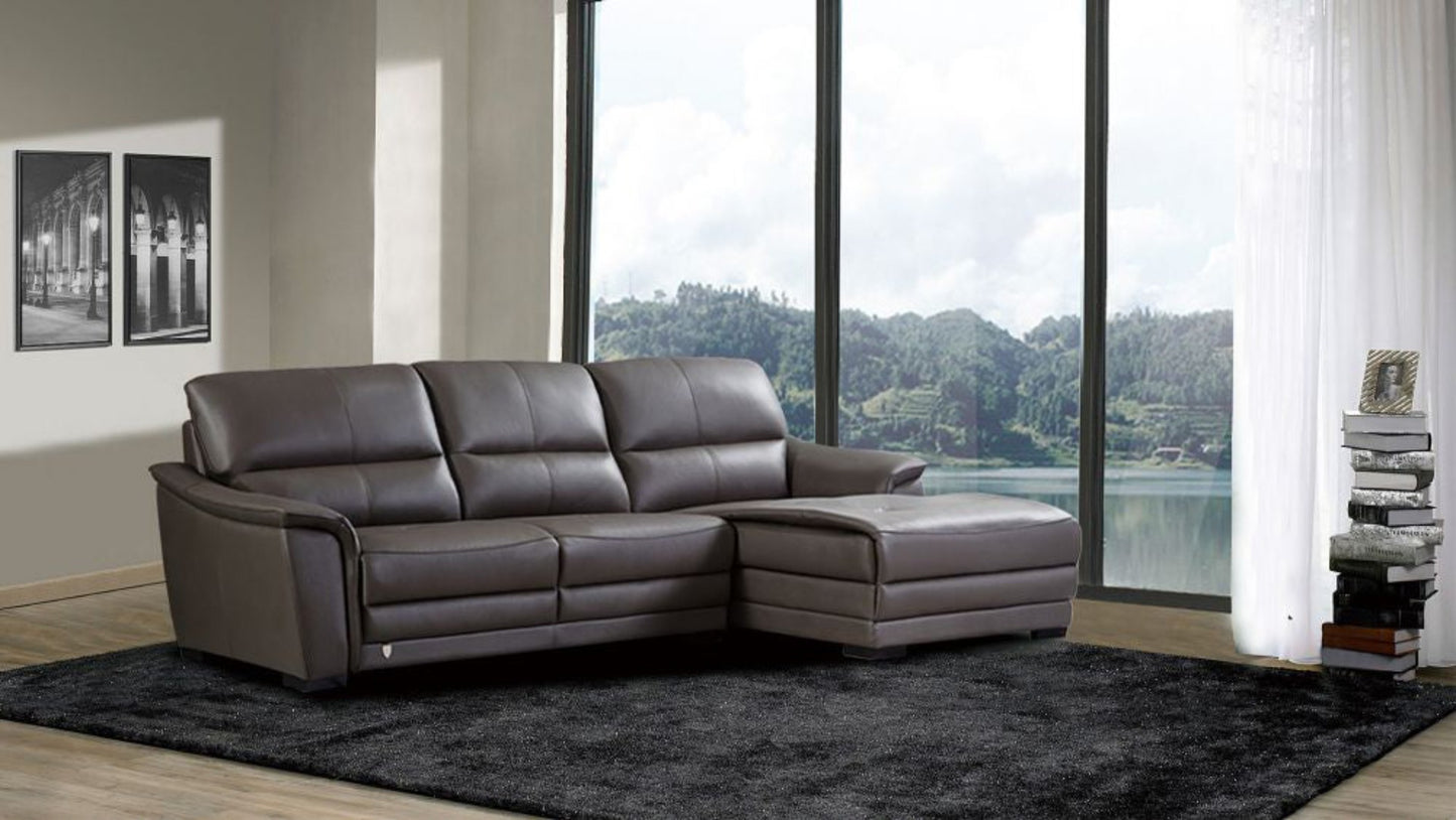 EK-L046 Taupe Italian Leather Sectional Sofa Collection