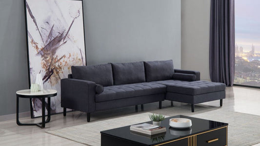 AE-LD826 Dark Gray Velvet Sectional Sofa Set