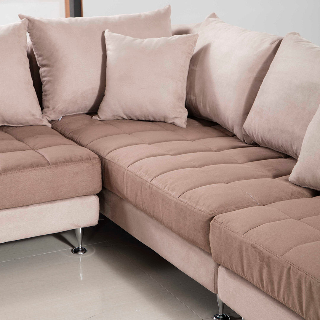 AE-L382 Light Brown Microfiber Sectional Sofa Set