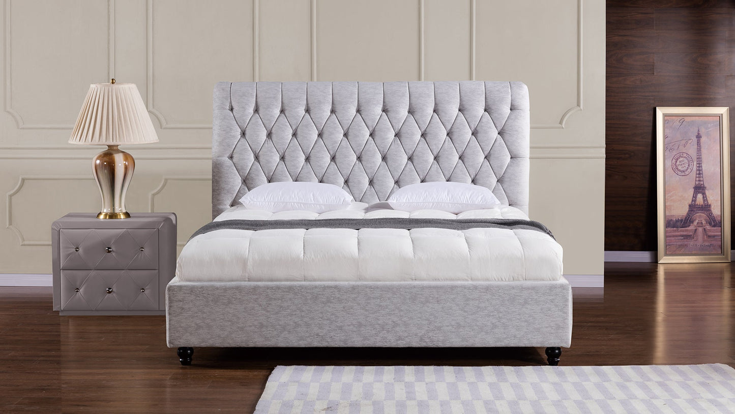 B-D060 Light Gray Fabric Bed