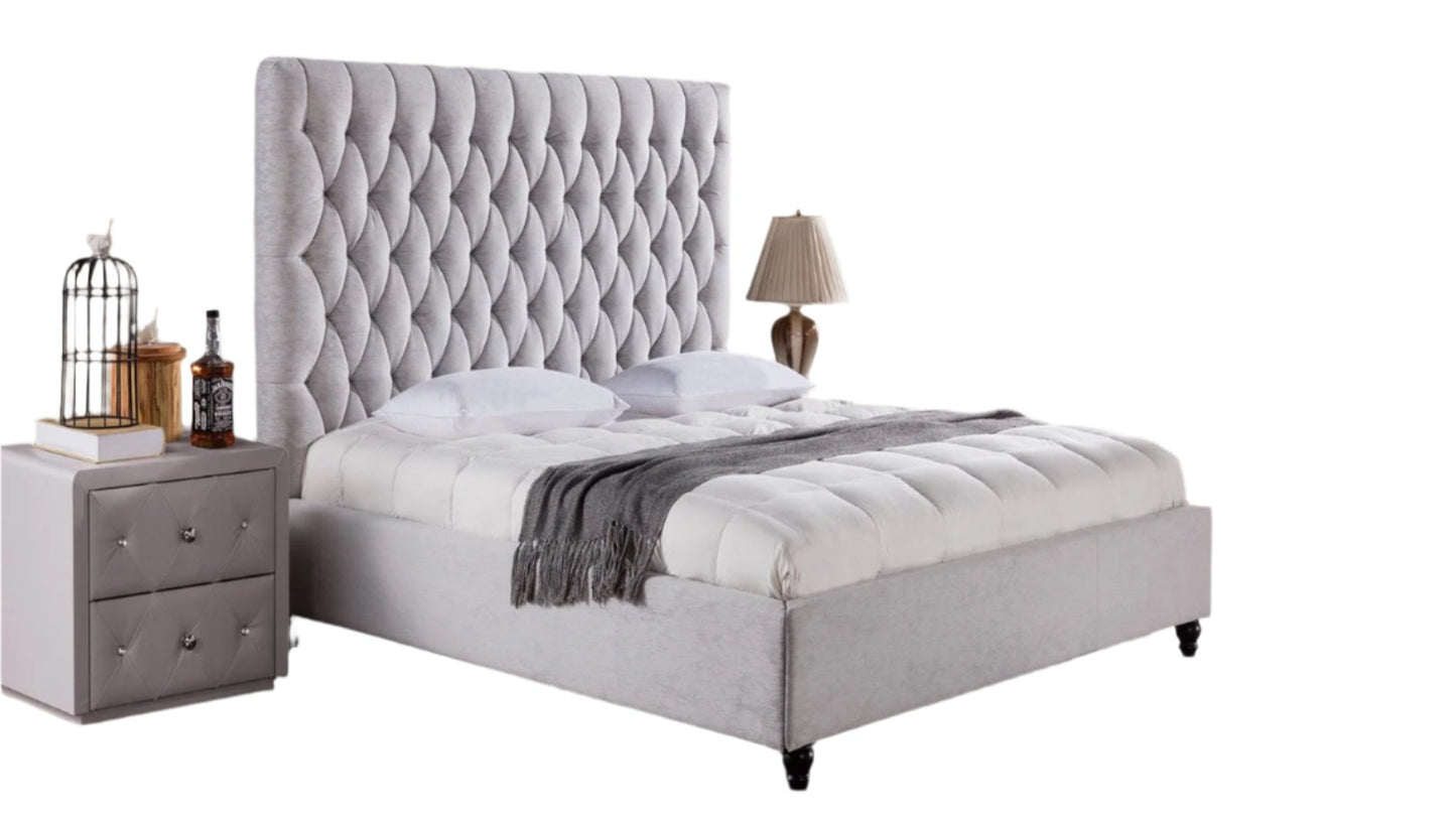 B-D060 Light Gray Fabric Bed