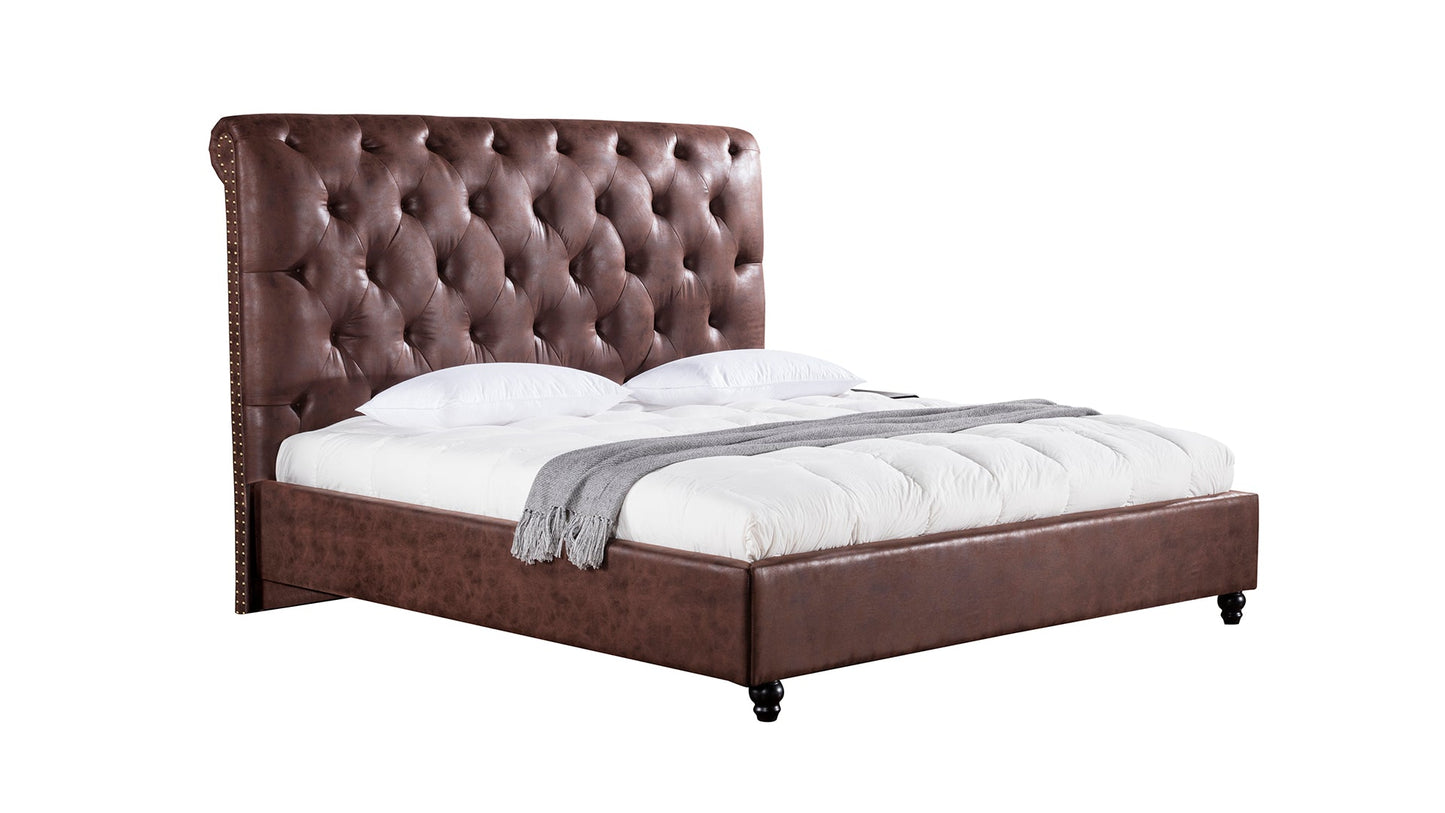 B-D061 Brown Leather Air Fabric Bed