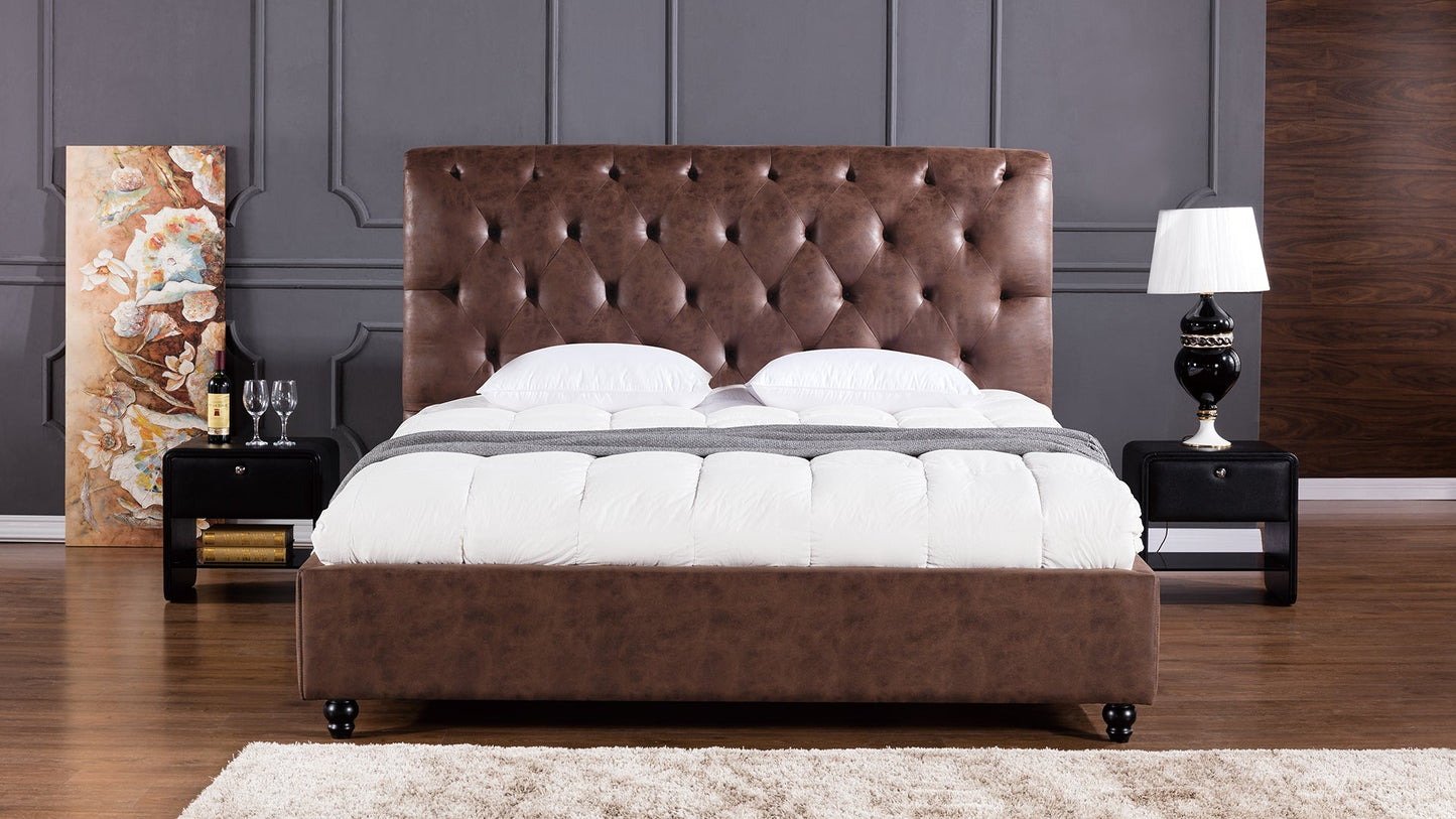 B-D061 Brown Leather Air Fabric Bed