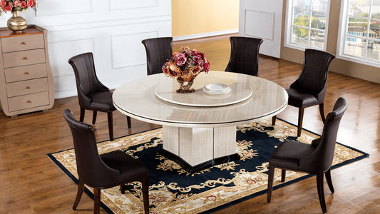 DT-H61 Grey Faux Marble Top Round Dining Table