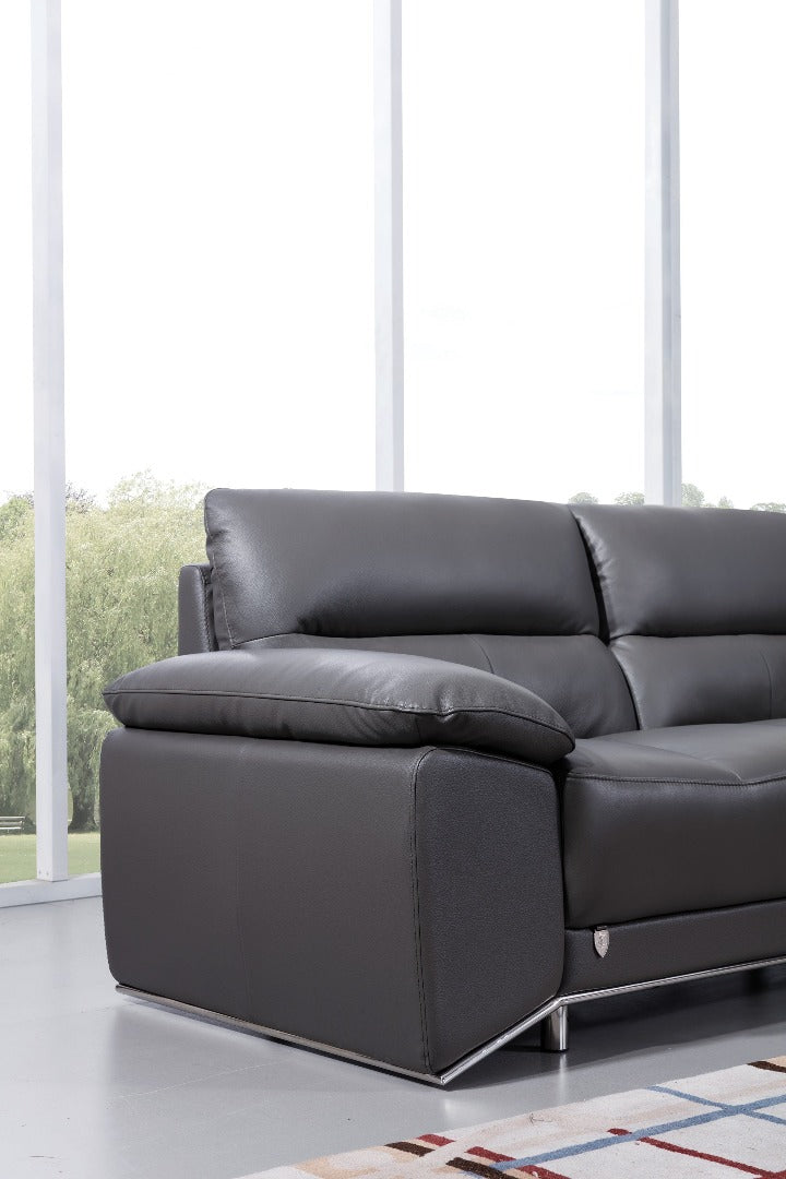 EK-L8000 Dark Italian Top Grain Leather Sectional Sofa Set