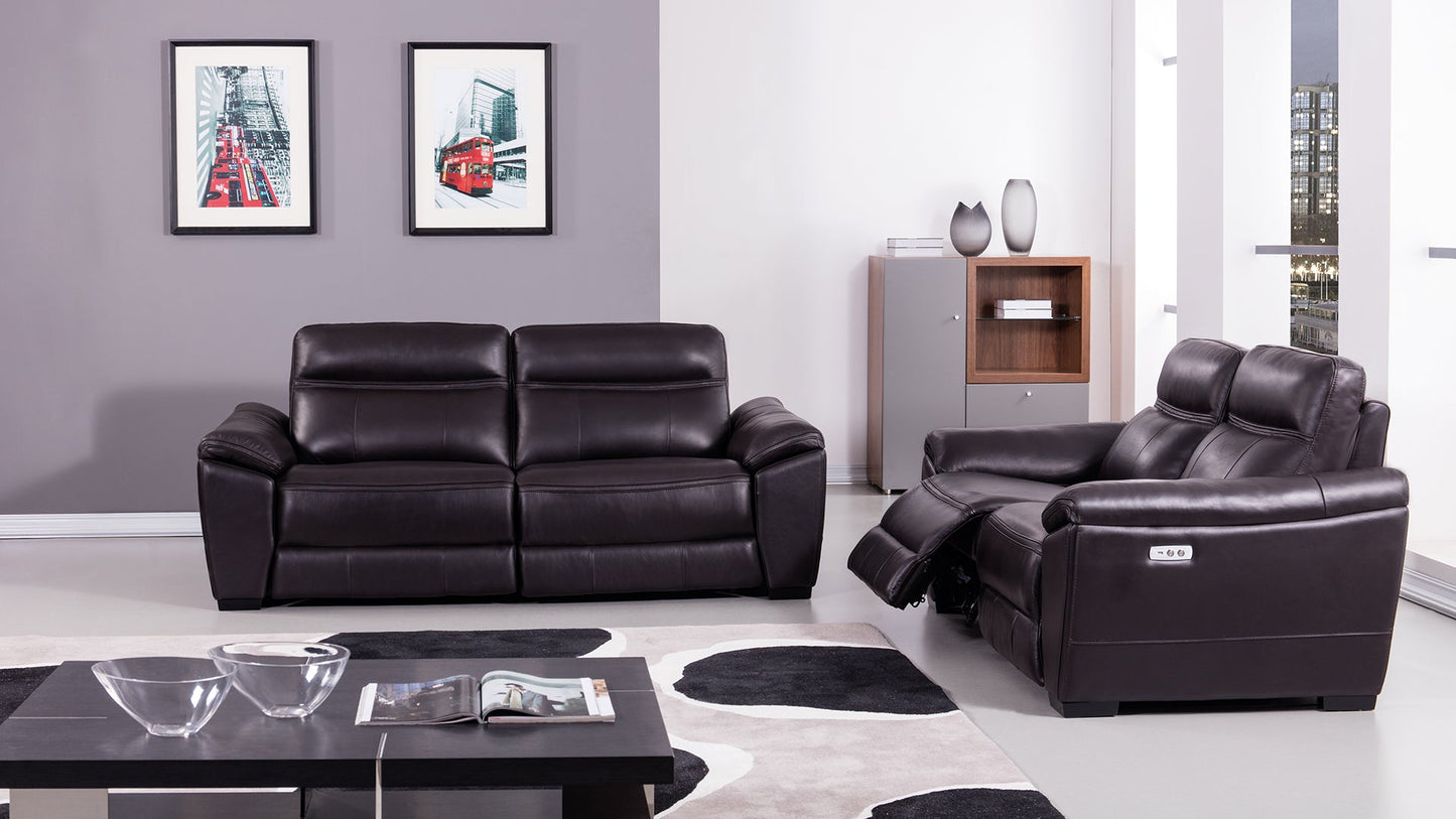 EK088 Italian Full Leather Recliner Sofa Set