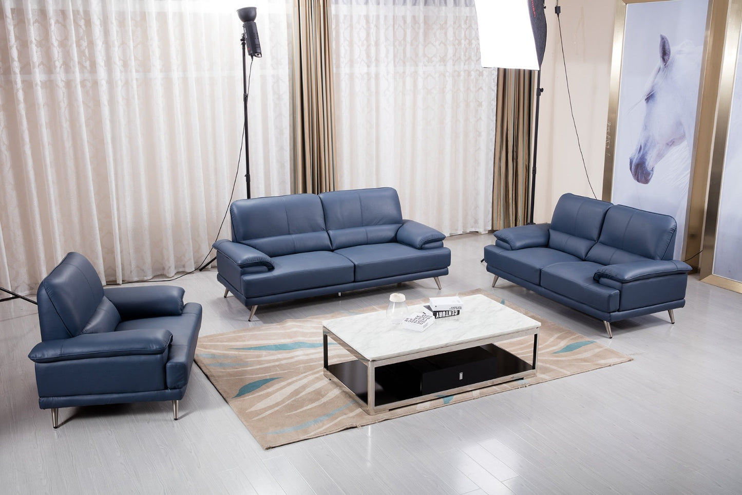 EK523 Hayllar Leather Sofa Set