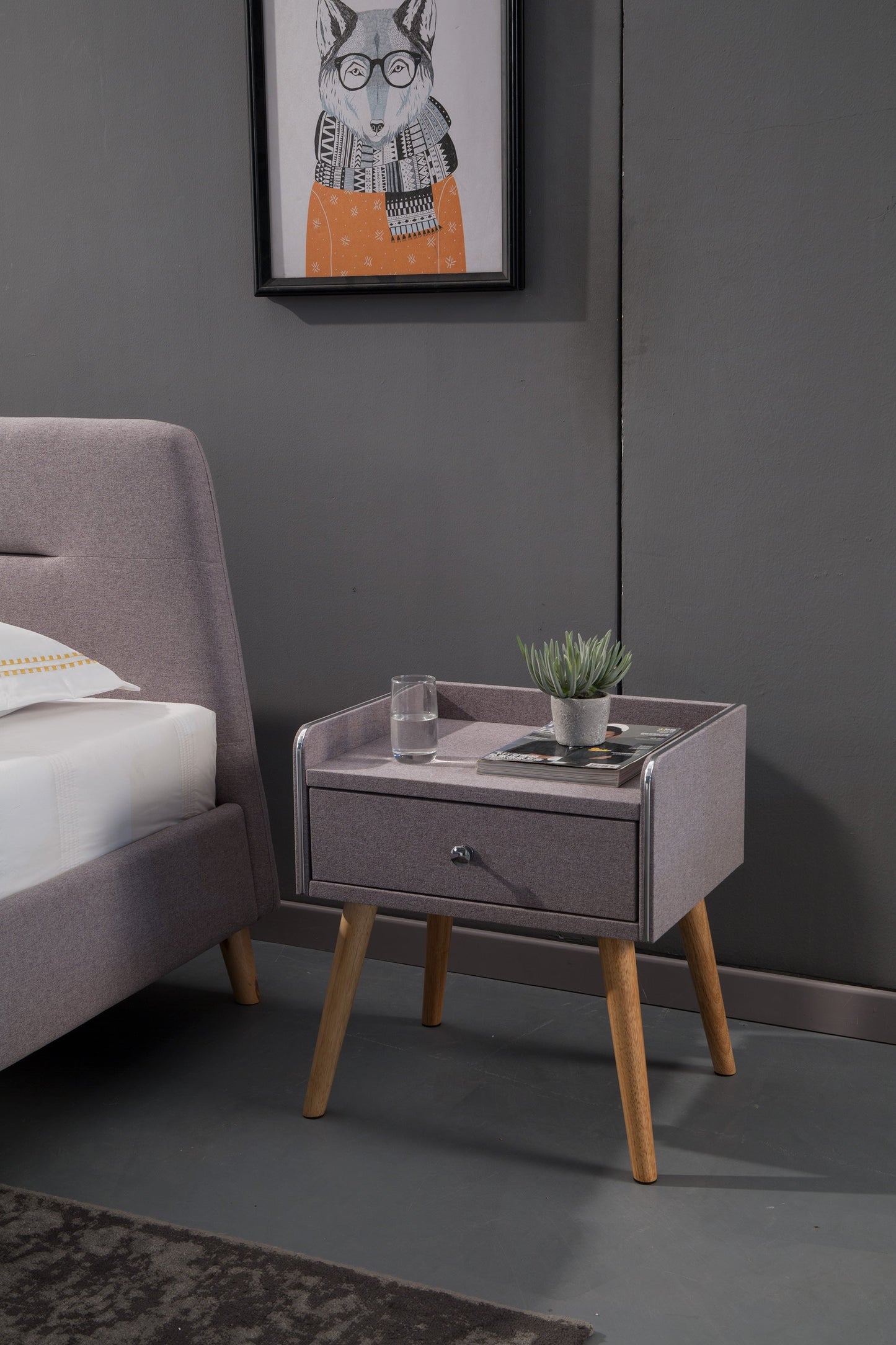 NS011-LG Light Gray Nightstand