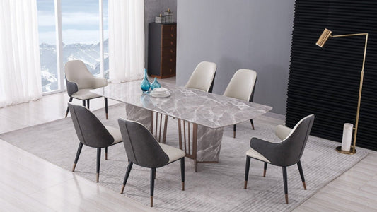 TL-J1718 Faux Grey Marble Top Rectangular Dining Table