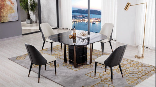 TL-J1830 Faux Black Marble Top Dining Table