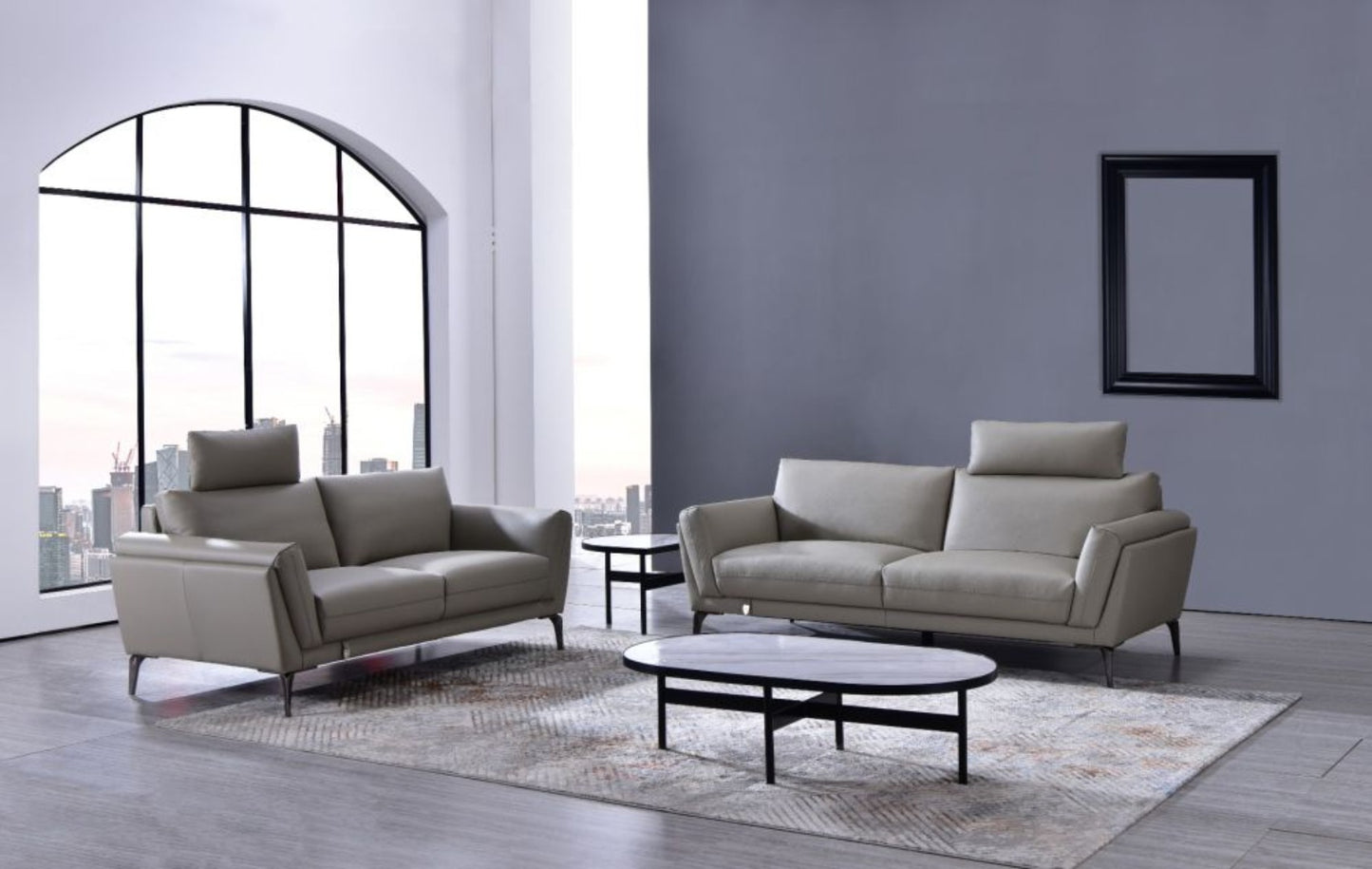 EK1300 Tasherau Full Leather Sofa Set