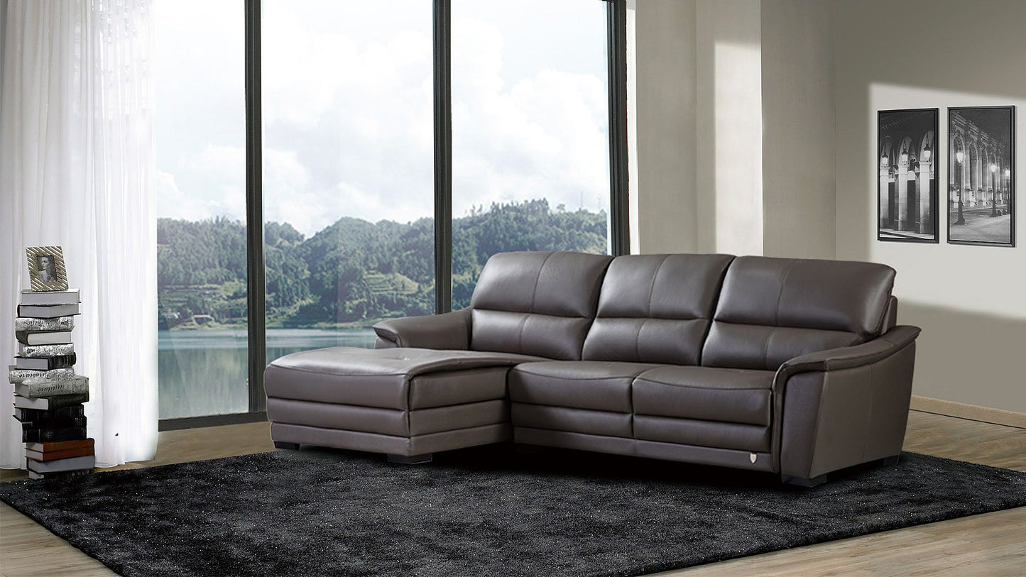 EK-L046 Taupe Italian Leather Sectional Sofa Collection